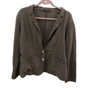 CUT-LOOSE linen blend raw edge jacket. Lagenlook, casual. Size M